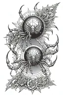 sun and moon edgy spider tattoo design idea