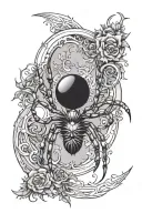 sun and moon edgy spider tattoo design idea
