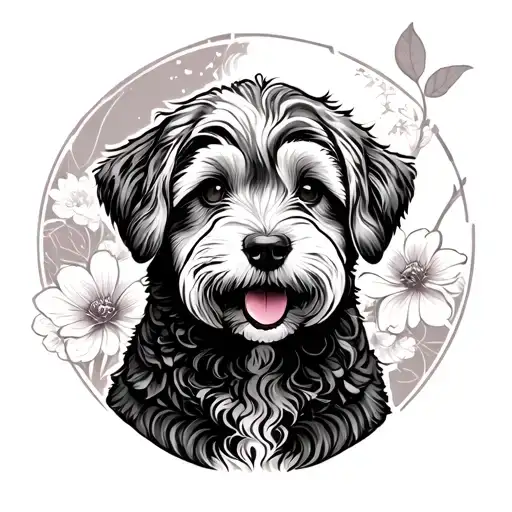 Goldendoodle japanese style tattoo design idea