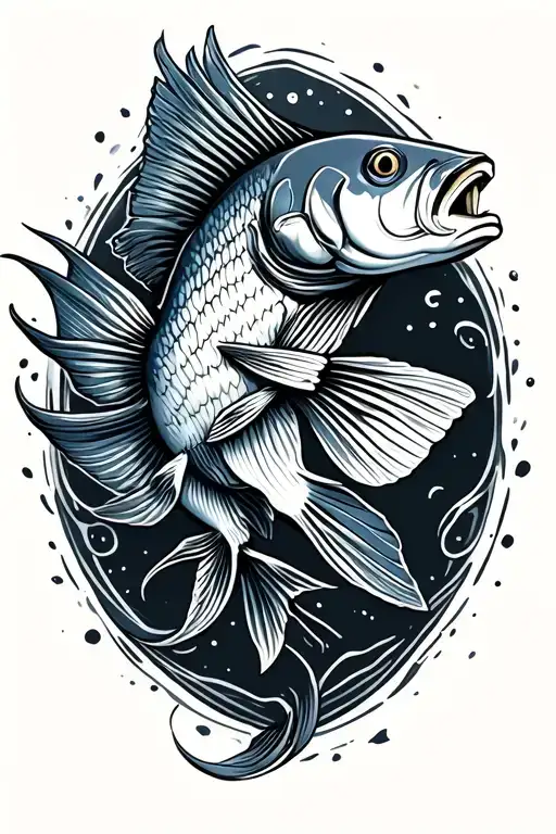 red mullet fish tattoo design idea