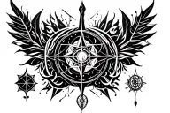 alchemy symbols and patterns integrated tattoo design idea