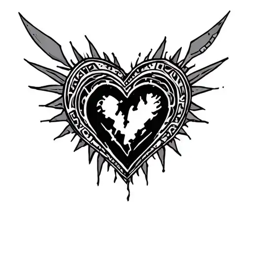 aztec heart break tattoo design idea