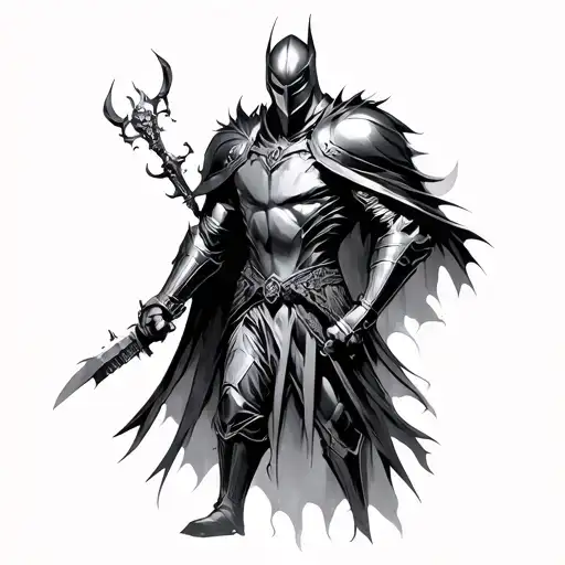 Dark Fantasy Knight tattoo design idea