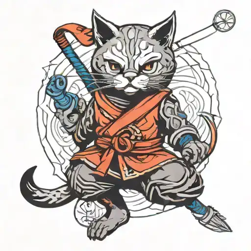 un chat ninja themed tattoo tattoo design idea