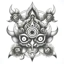 trishul with damru and third eye tattoo design idea