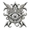 trishul with damru and third eye tattoo design idea