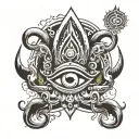 trishul with damru and third eye tattoo design idea