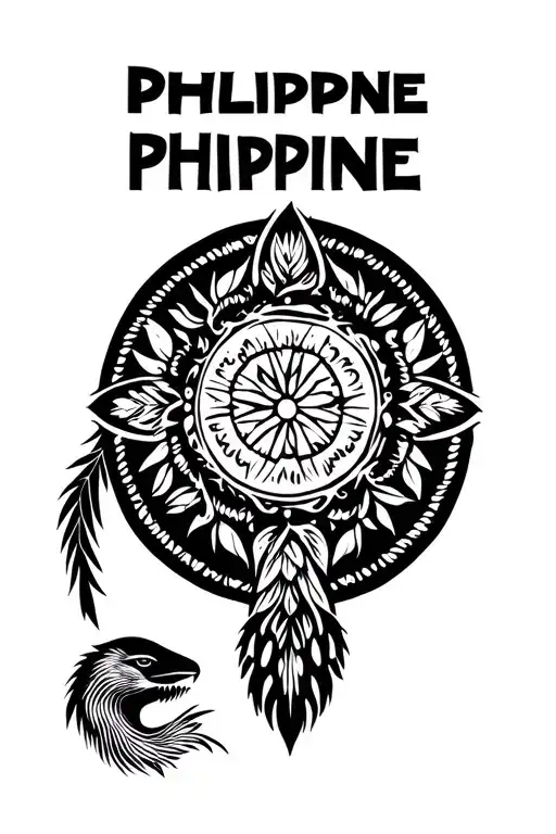 Philippine flag and native animals tattoo design idea