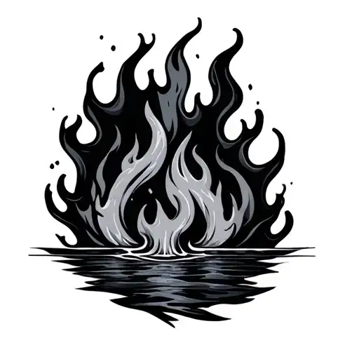 fire and water  tattoo design idea