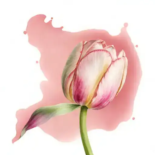 pink tulip with green stem tattoo design idea