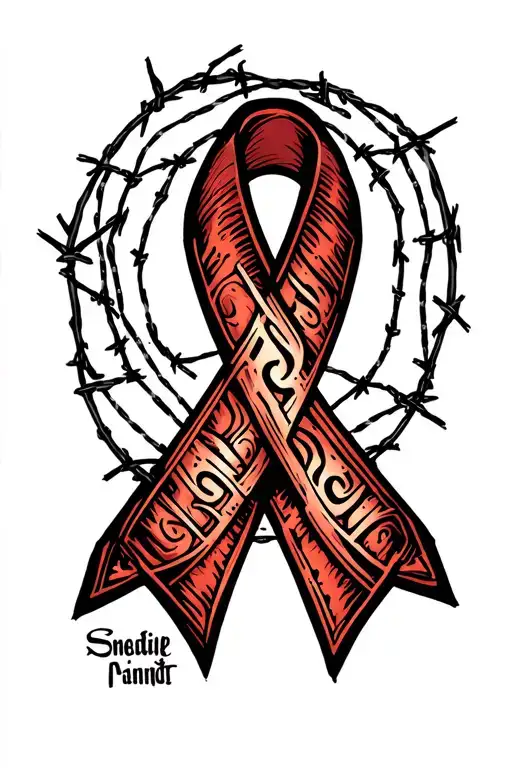 endometriosis survivor ribbon barbed wire tattoo design idea