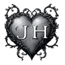 heart with both initials JH and CD characters tattoo design idea