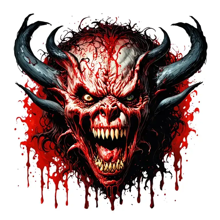 fuckedup. scary. unsettling. unnerving. demon. violent. tearing someone in half tattoo design idea