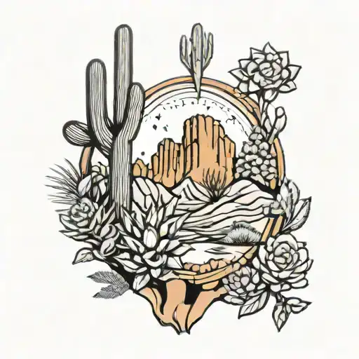 Arizona desert landscape tattoo design idea