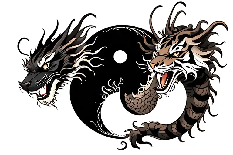 dragon and tiger ying and yang tattoo design idea
