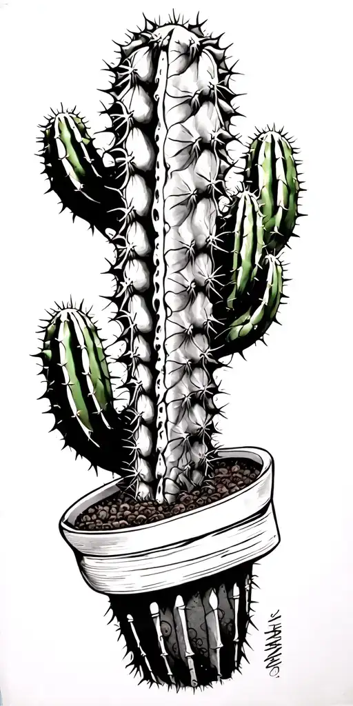 Cactus tattoo design idea