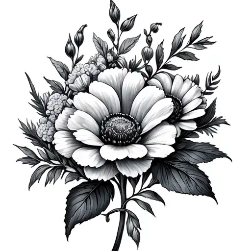 birth month flowers September, November, July, August and February  tattoo design idea