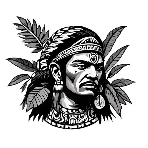 Taino Puerto Rican sleeve with Puerto Rican images related to heritage and culture tattoo design idea