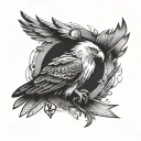 eagle with compass tattoo design idea