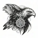 eagle with compass tattoo design idea