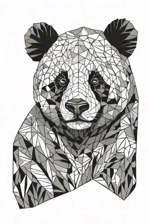 face geometric panda bear with abstract inspired by tattoo design idea