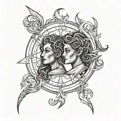 gemini zodiac sign tattoo design idea