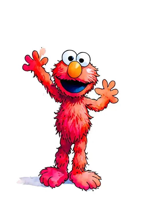 colorful  emo elmo on the lower leg tattoo but not too childish  tattoo design idea