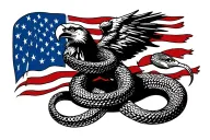 dont tread on me snake, eagle, American flag intertwined tattoo design idea