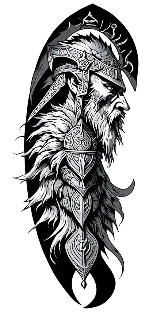 norse runic design featuring gods tattoo design idea