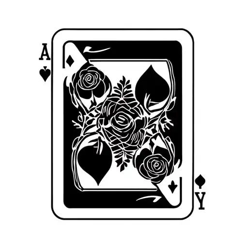 Can you generate a tattoo stencil of  three playing cards burnt around the edges with roses ? tattoo design idea