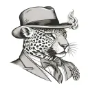 jaguar in a suit smoking tattoo design idea