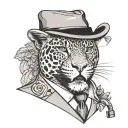 jaguar in a suit smoking tattoo design idea