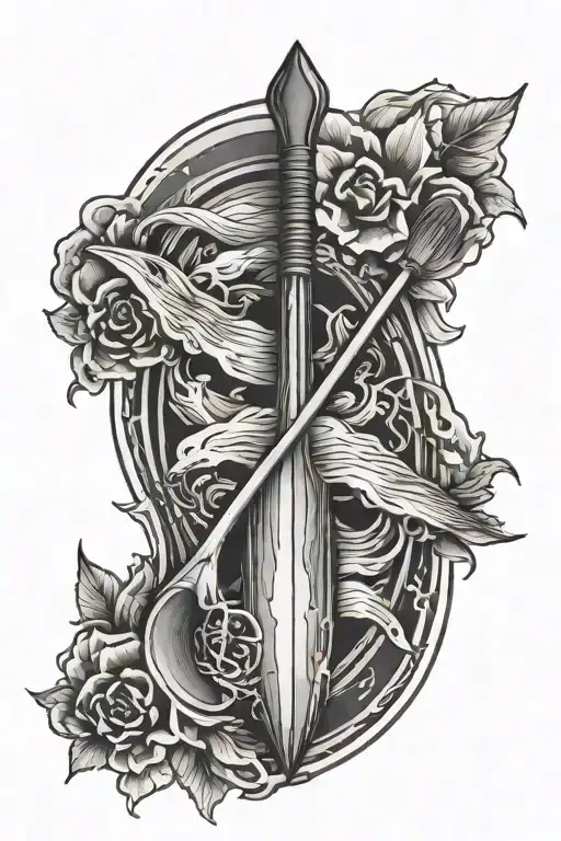 canoe paddle water tattoo design idea