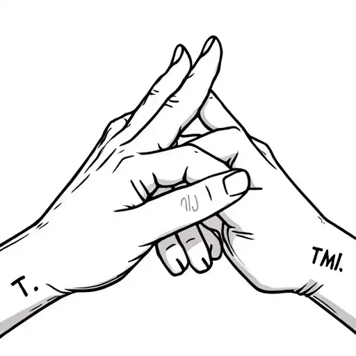 hands doing pinky promise and put initials "T.M.J" on the side of one of the hands tattoo design idea