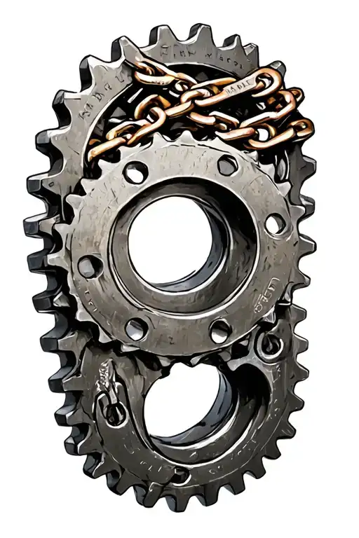 sprocket and chain wrapped tattoo design idea