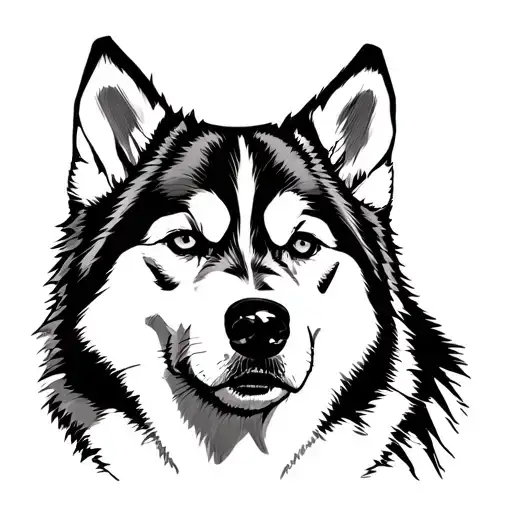Husky Face With Geometric tattoo design idea