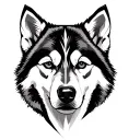 Husky Face With Geometric tattoo design idea
