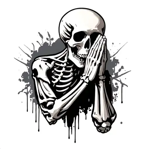 A praying Skeleton on my forearm near my elbow tattoo design idea