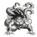 dragonball,son goku,shenlong,piccolo,fight tattoo design idea