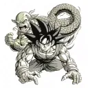 dragonball,son goku,shenlong,piccolo,fight tattoo design idea