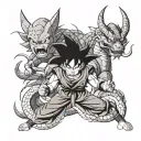 dragonball,son goku,shenlong,piccolo,fight tattoo design idea