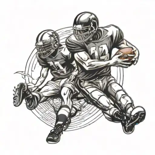 Dad And Son Football American  player kicking tattoo design idea