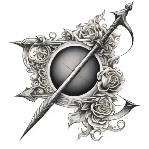 bow and arrow of god tattoo design idea