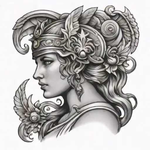 Roman goddess Athena tattoo design idea
