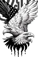 eagle head diving profile American flag downward spiral tattoo design idea