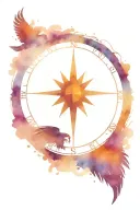 compass eagle head tattoo design idea