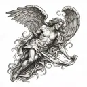 angel falling tattoo design idea