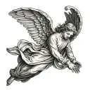 angel falling tattoo design idea