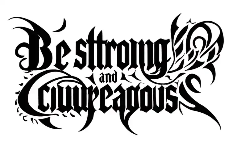 "Be strong and courageous" Cover Up tattoo design idea