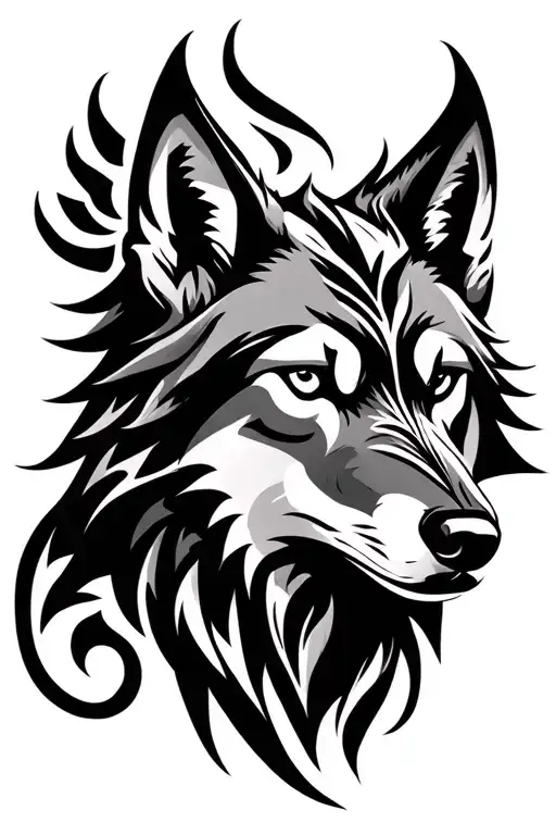wolf head tribal design tattoo design idea